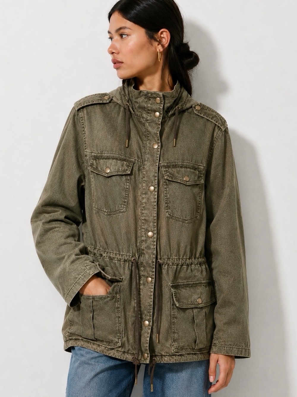 Aritzia AZURE SKIES Trooper Green Oversized Cargo Utility Jacket Size S